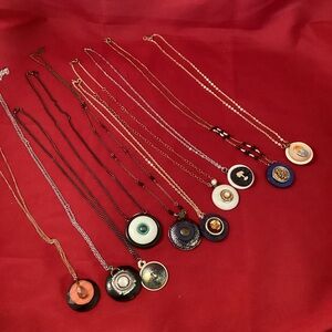 10 medium sizes round pendant artisanal costume jewelry necklaces